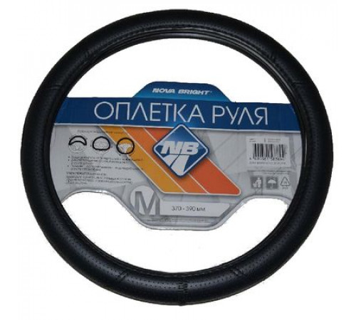 Оплетка на руль Nova Bright-fusion М экокожа,черная перфорированная с волнообразной строчкой