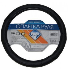 Оплетка на руль Nova Bright-fusion М экокожа,черная с перф. черными вставками