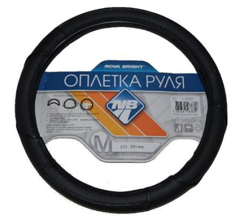 Оплетка на руль Nova Bright-fusion М экокожа,черная с перф. черными вставками
