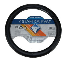 Оплетка на руль Nova Bright-fusion М экокожа,черная с серыми перф. вставками