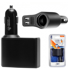 Зарядное устройство Nova Bright  для моб.устр.+ разветв. электропит,1 гнездо+ 1 USB-порта,2100мА