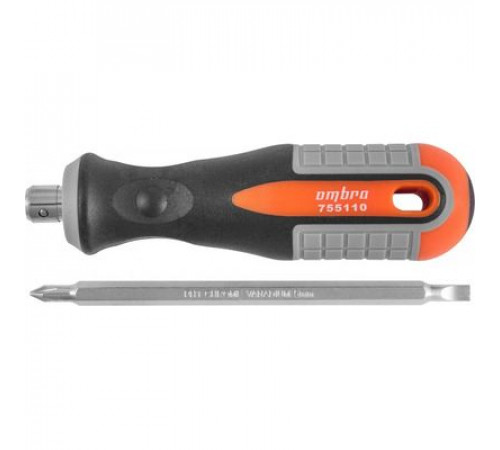 Отвертка комб. двусторонняя ROUND GRIP, РН1,SL5x100 мм / OMBRA