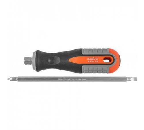 Отвертка комб. двусторонняя ROUND GRIP, РН1,SL5x150 мм / OMBRA
