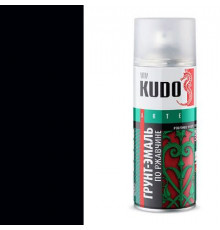 Грунт-эмаль по ржавчине черная RAL 9005 KUDO аэрозоль 520мл.