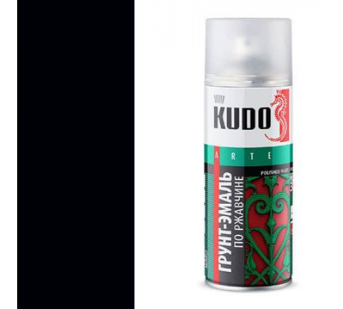 Грунт-эмаль по ржавчине черная RAL 9005 KUDO аэрозоль 520мл.