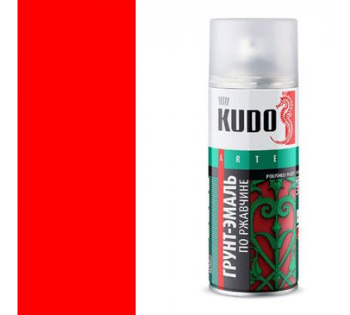 Грунт-эмаль по ржавчине красная RAL 3020 KUDO аэрозоль 520мл.