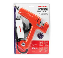 Пистолет клеевой REXANT, 300 Вт, Ø11 мм, «ЭКСПЕРТ», настройка температуры 100…220℃, блистер