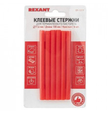 Стержни клеевые REXANT Ø 7 мм, 100 мм, красные (6 шт./уп.) (блистер)