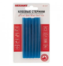 Стержни клеевые REXANT Ø 7 мм, 100 мм, синие (6 шт./уп.) (блистер)