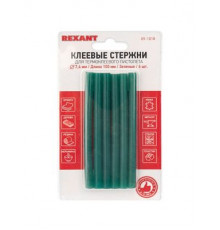 Стержни клеевые REXANT Ø 7 мм, 100 мм, зеленые (6 шт./уп.) (блистер)