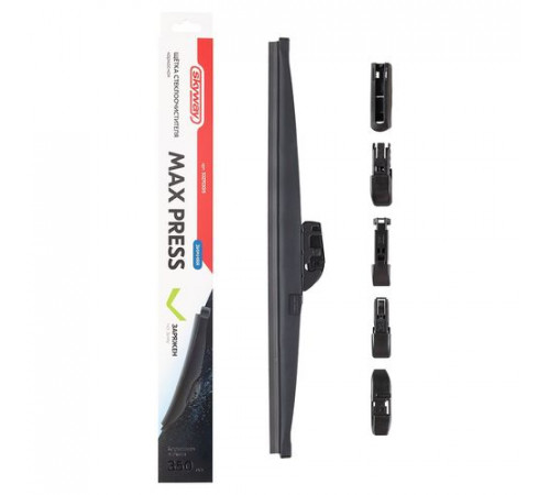Щетка стеклоочистителя каркасная зимняя SKYWAY MAX PRESS 6 адаптеров в коробке 35см/14"