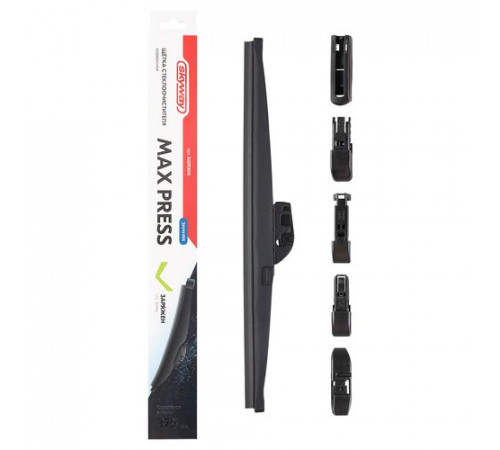 Щетка стеклоочистителя каркасная зимняя SKYWAY MAX PRESS 6 адаптеров в коробке 37,5см/15"