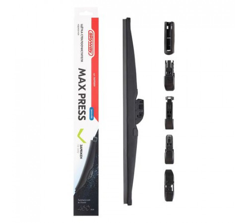 Щетка стеклоочистителя каркасная зимняя SKYWAY MAX PRESS 6 адаптеров в коробке 45см/18"