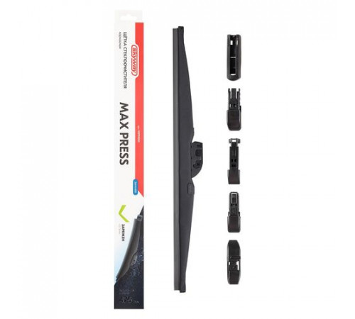 Щетка стеклоочистителя каркасная зимняя SKYWAY MAX PRESS 6 адаптеров в коробке 47,5см/19"