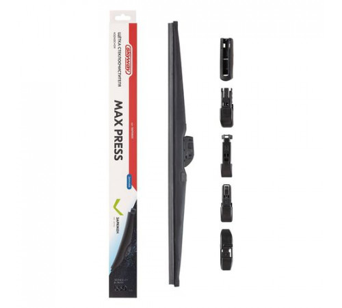 Щетка стеклоочистителя каркасная зимняя SKYWAY MAX PRESS 6 адаптеров в коробке 55см/22"