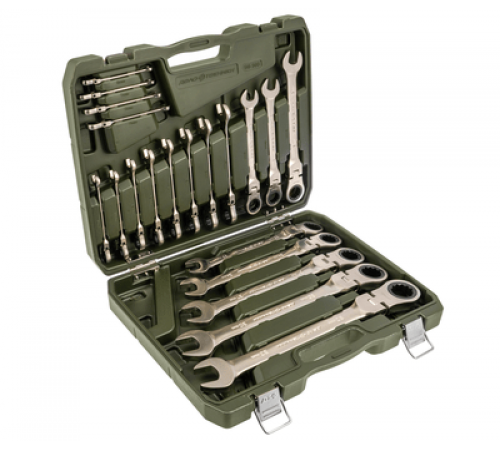 Набор ключей комб. трещоточных шарнирных 20 шт., кейс пластик ДТ