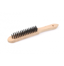 Щетка с деревянной рукояткой, стальная щетина 4-х рядная ДТ