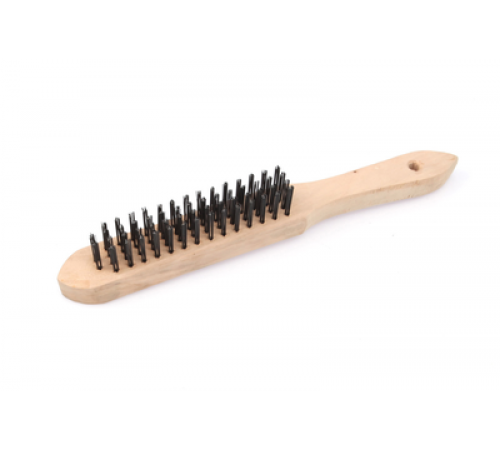 Щетка с деревянной рукояткой, стальная щетина 4-х рядная ДТ