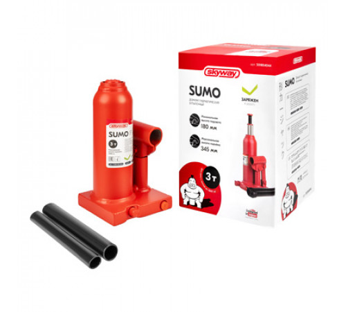Домкрат гидравлический бутылочный SKYWAY SUMO  3т h 180-345мм