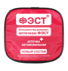 Аптечка автомобильная ФЭСТ в мягком красном футляре по приказу №260н от 24.05.2024
