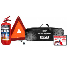 Набор автомобилиста ФЭСТ (аптечка ФЭСТ 260н приказ),огнетуш.ОП-2(з), знак ав.ост, футляр из полиэстр