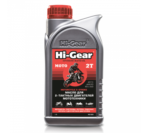 Масло для 2-х тактных двигателей мототехники, полусинтетика 1л, Hi-Gear ЧЗ