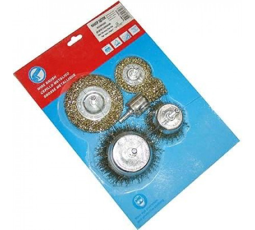 Набор щеток металл со шпильками 5предметов (50,75мм-пл.,25,50,75мм-чашки)