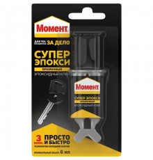 Клей МОМЕНТ Супер Эпокси Формула 3 эпоксидный Шприц на блистер-карте Прозрачный 6 мл
