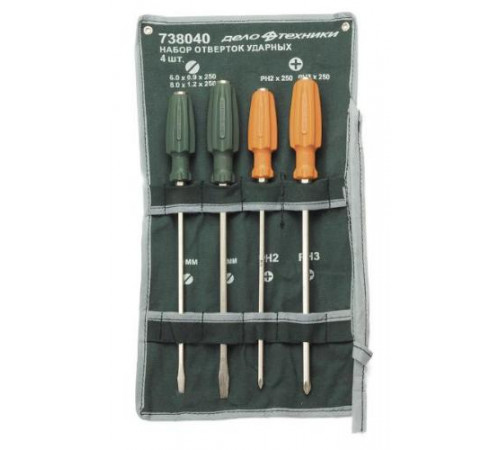 Набор отверток усиленных 250 мм (6х0,9 мм;8х1,2 мм;PH2;PH3) 4 шт., планшет тетрон ДТ