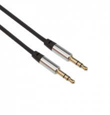 Кабель AUX 3.5 мм шнур плоский 1 м черный REXANT