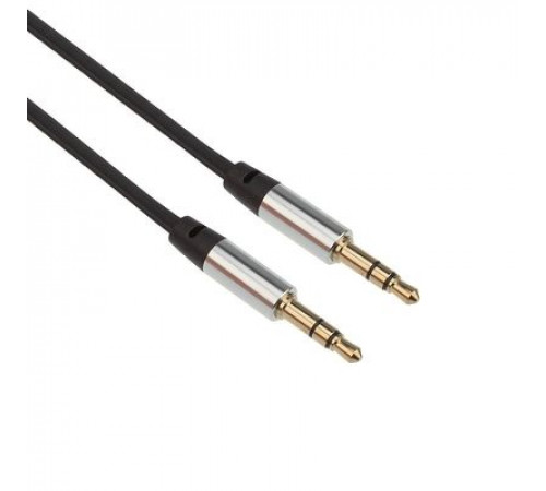 Кабель AUX 3.5 мм шнур плоский 1 м черный REXANT