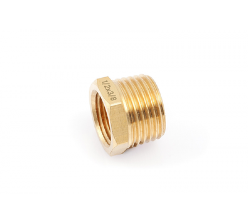 Переходник резьбовой латунный, "папа" 1/2"(M) × "мама" 3/8"(F) ДТ