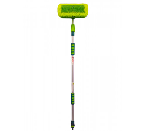 Щетка для мытья  ZIZAY телескопическая длина 2 метра с клапаном под воду и краником, щетина 25х5см