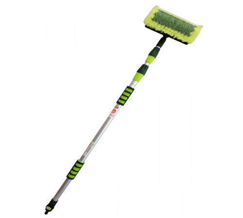 Щетка для мытья  ZIZAY телескопическая длина 3 метра с клапаном под воду и краником, щетина 25х5см