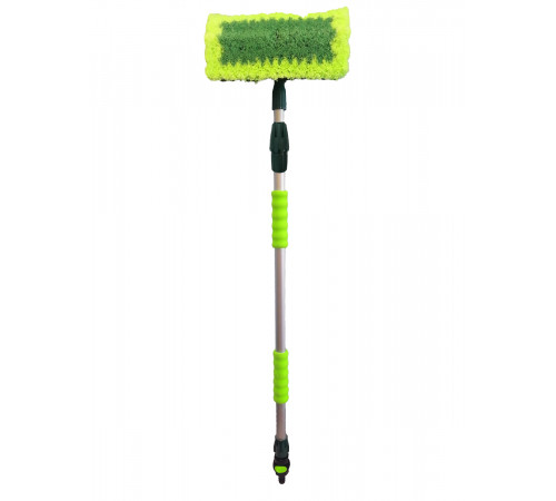 Щетка для мытья  ZIZAY телескопическая длина 2,5 метра с клапаном под воду и краником, щетина 25х5см
