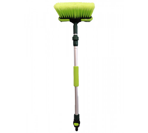 Щетка для мытья  ZIZAY телескопическая длина 1 метр с клапаном под воду и краником, щетина 20х5см