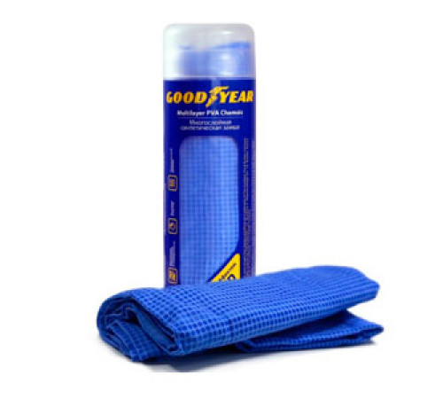 Салфетка замшевая с тиснением в тубе Goodyear 43*64см голубая