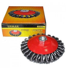 Щетка метал. для УШМ тарелка крученая 125мм М14 ЕРМАК