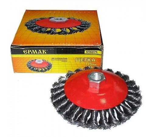 Щетка метал. для УШМ тарелка крученая 125мм М14 ЕРМАК