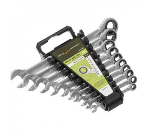 Набор ключей комб. трещоточных 10 шт. (8,10,12,13,14,15,17,19,22,24мм) пластик. холдер ДТ