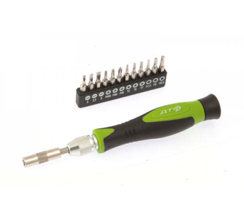 Отвертка цанговая 1/8  для точных работ с битами 14 предм.  ДТ