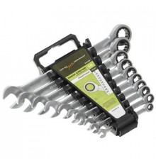 Набор ключей комб. трещоточных 08 шт. (8,10,12,13,14,15,17,19мм)  пластик. холдер ДТ